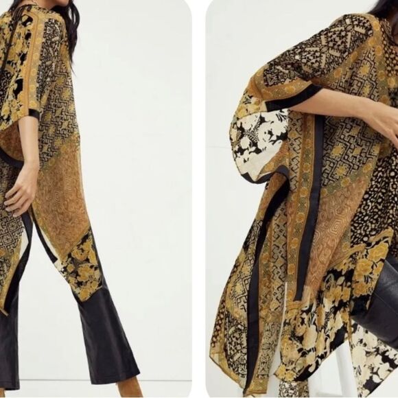 New 
Free People Beguiled Patchwork Kimono Jacket one size 
Velvet Burno… - Picture 10 of 11